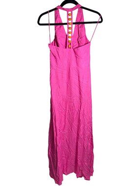 NWT Vince Camuto Fierce Fuchsia Beaded Halter Maxi Dress XS MSRP $99